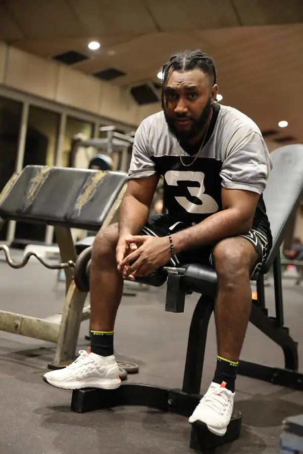 Coach Josh at the gym between sets